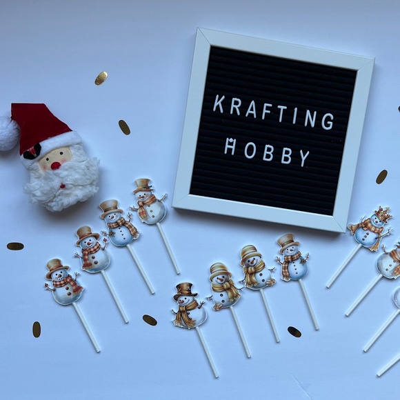 CHRISTMAS SNOWMAN CUPCAKE TOPPERS l 24 CUPCAKE TOPPERS - Picture 1 of 1